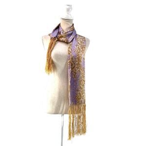 Baum Und Pferdgarten Silk Scarf with Fringe Printed Scrollwork